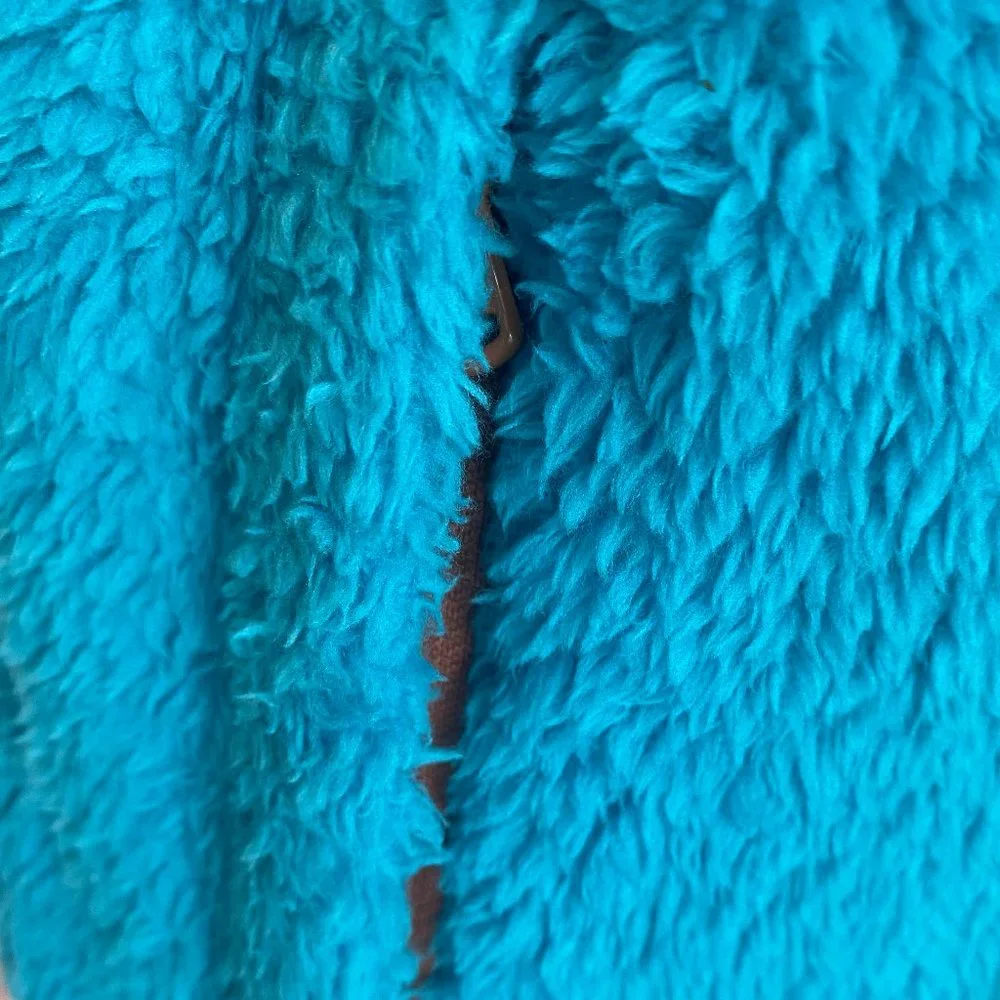 SOLD Tek Gear You've Got This Blue Contrast Brown Fleece Zip Front Jacket NWOT - Picture 4 of 15